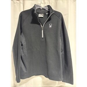 Spyder Sweatshirt Quarter Zip Black Mens Large Waffle Fleece‎